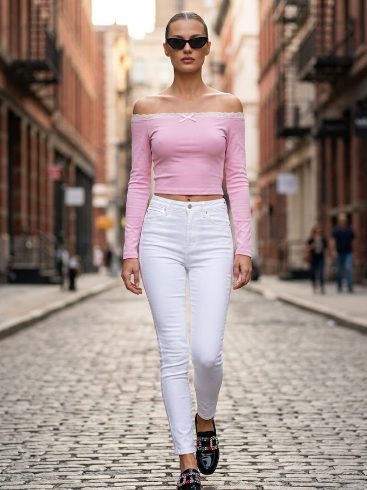 Pink GRAMERCY Off-the-Shoulder Top Prêt-à-Porter BYMANYC ® New York - BYMANYC ® New York  