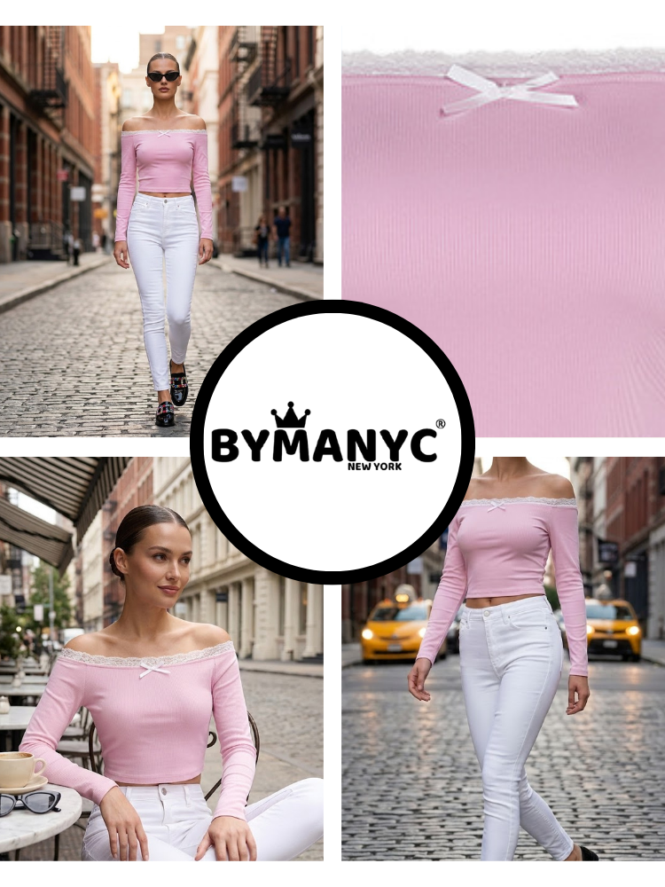  Pink GRAMERCY Off-the-Shoulder Top Prêt-à-Porter BYMANYC ® New York  NYC Wholesale Boutique Inventory - No MOQ & Ready to Ship