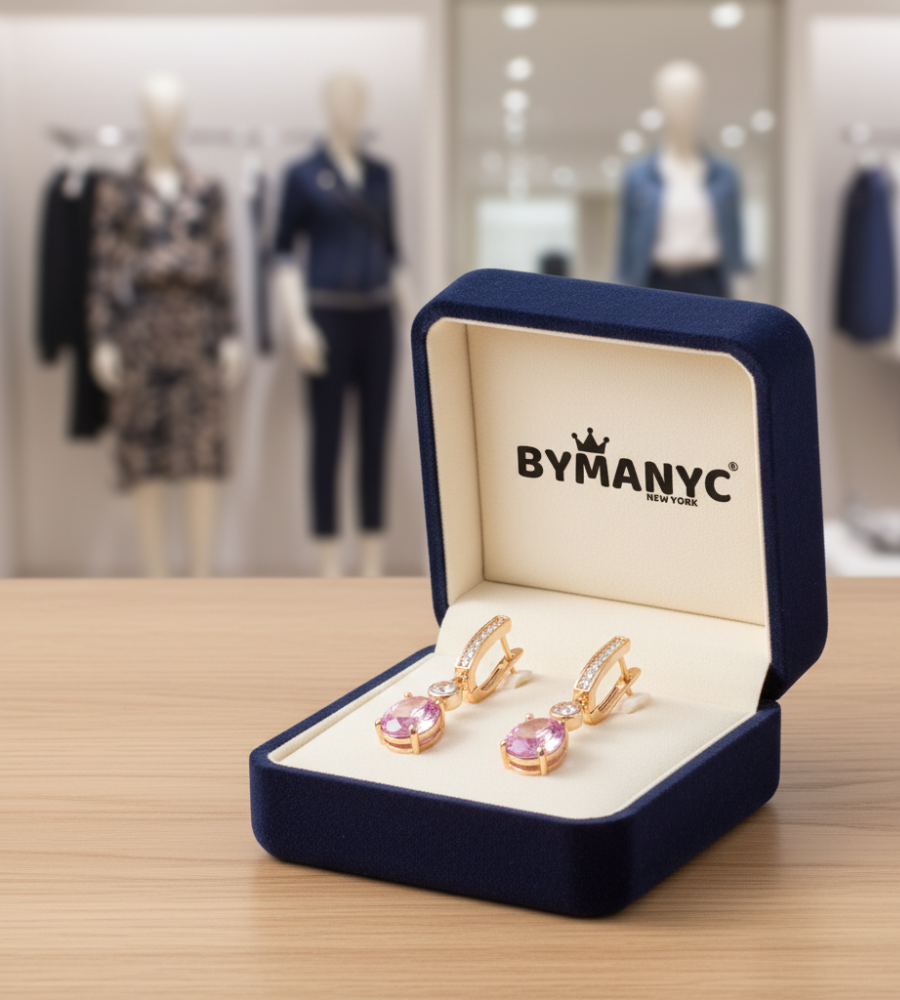  Pink Gem Hoop Earrings Pink Sunset SOHO BYMANYC ® New York  NYC Wholesale Boutique Inventory - No MOQ & Ready to Ship