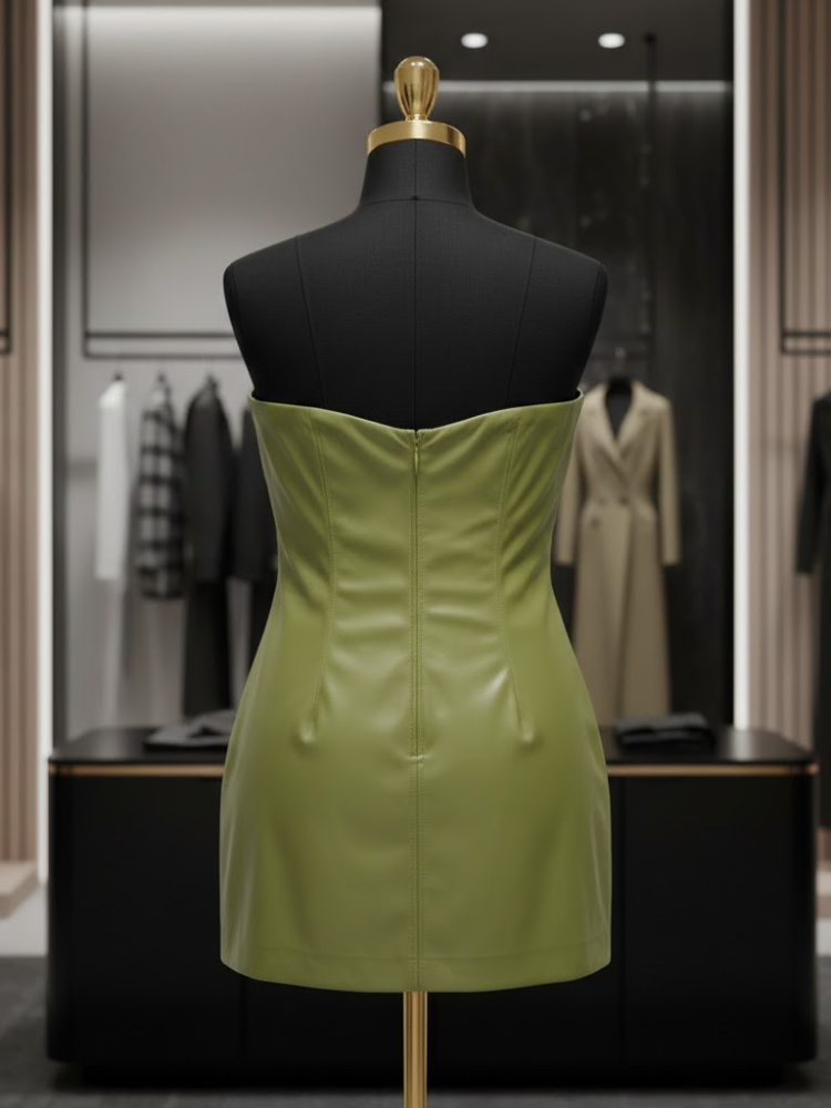 Pistachio Eco-Leather Bustier • GREENWICH New Collection BYMANYC ® New York