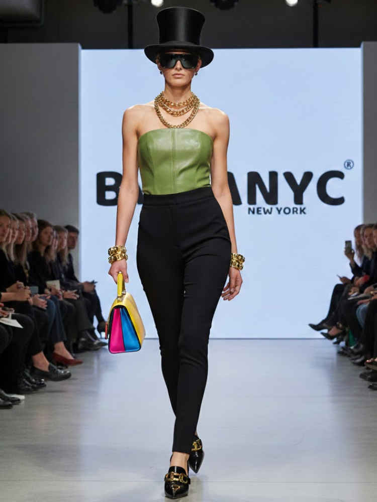 Pistachio Eco-Leather Bustier • GREENWICH New Collection BYMANYC ® New York