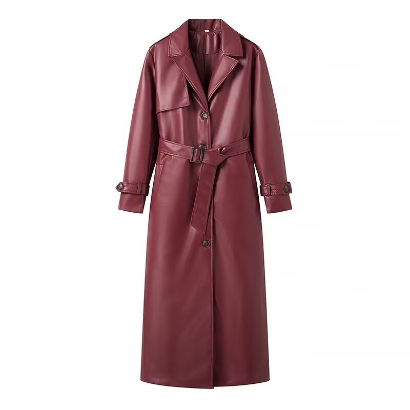 Plus-Size Long Leather-Style Windbreaker For Women, Red Hook, BYMANYC New York. - BYMANYC ® New York  