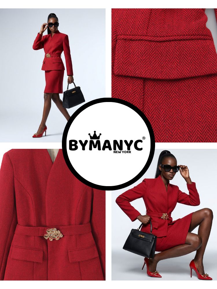  Red BROADWAY Suit Jacket & Skirt Prêt-à-Porter BYMANYC ® New York  NYC Wholesale Boutique Inventory - No MOQ & Ready to Ship