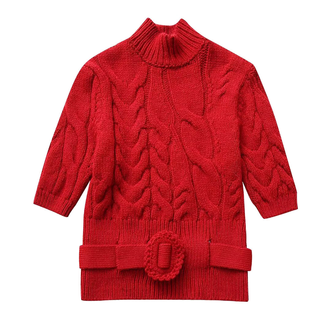 Red Belted Sweater, NoHo | Women - BYMANYC ® New York - BYMANYC ® New York  