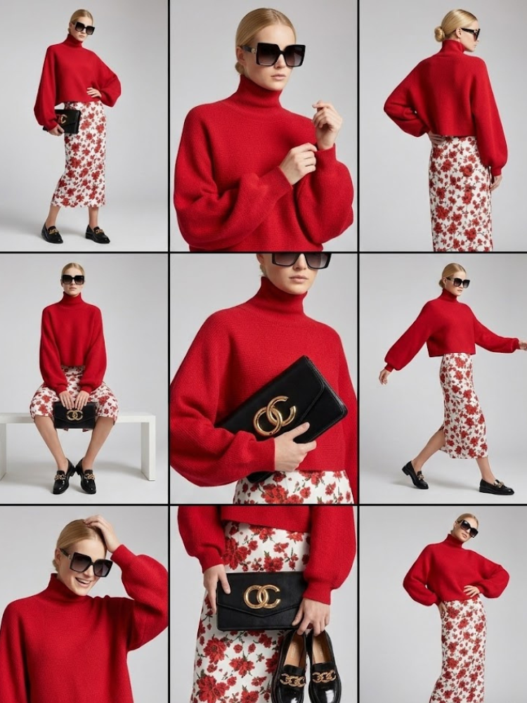  Red Knit Sweater with Peris Neck and Puff Sleeves • BYMANYC ® New York  NYC Wholesale Boutique Inventory - No MOQ & Ready to Ship