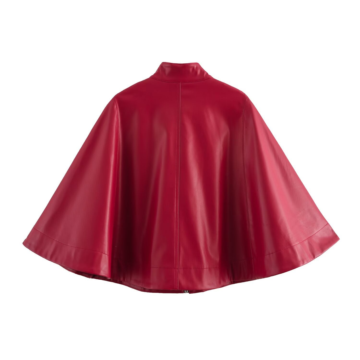 Red Leather-Style Short Cape Jacket For Women, Greenwich Village, BYMANYC New York. - BYMANYC ® New York  