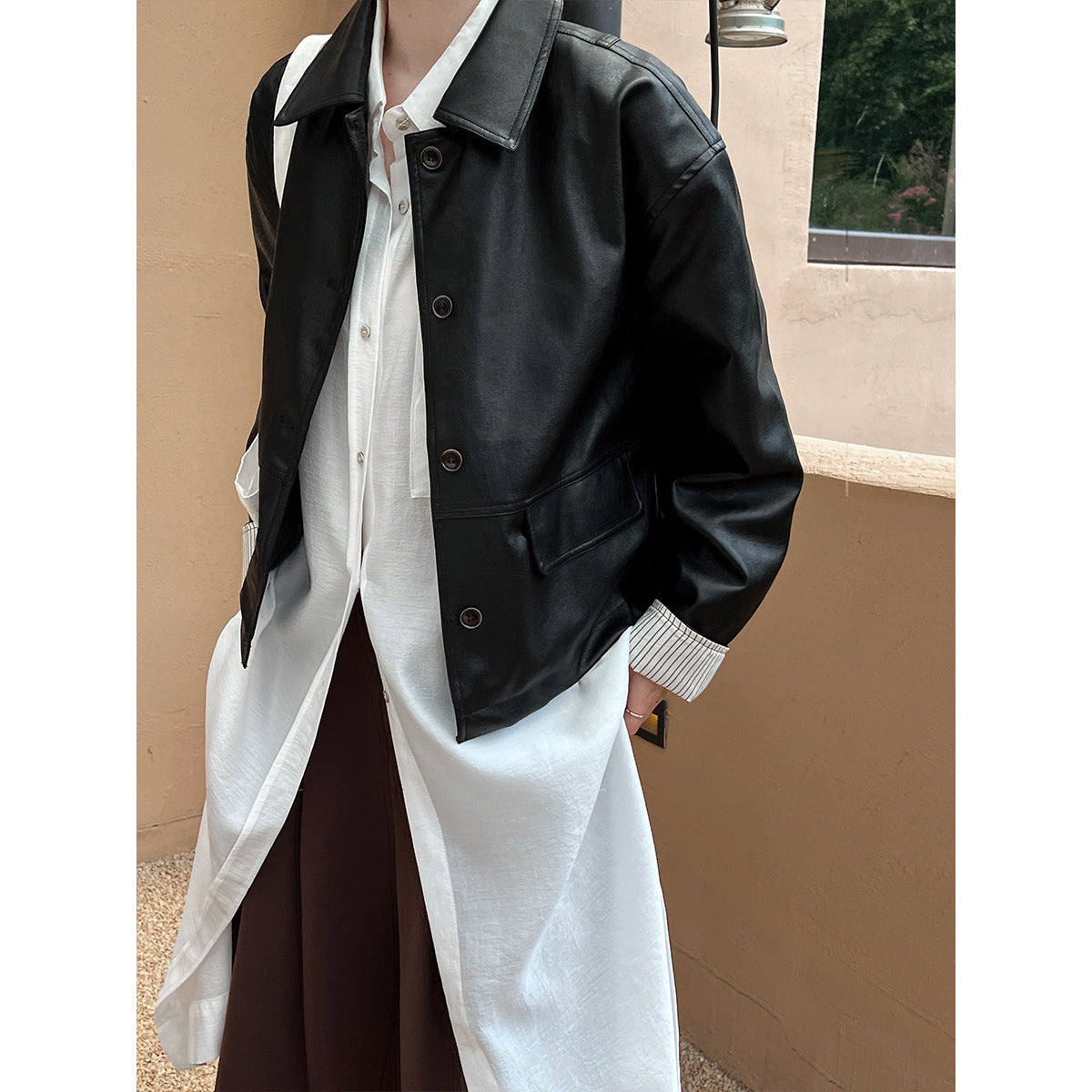 Retro PU Leather Jacket For Women, Brooklyn Heights, BYMANYC New York. - BYMANYC ® New York  