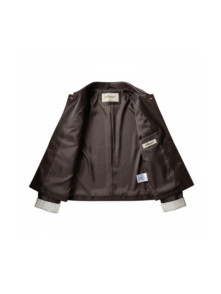  Retro PU Leather Jacket For Women, Brooklyn Heights, BYMANYC New York.  NYC Wholesale Boutique Inventory - No MOQ & Ready to Ship