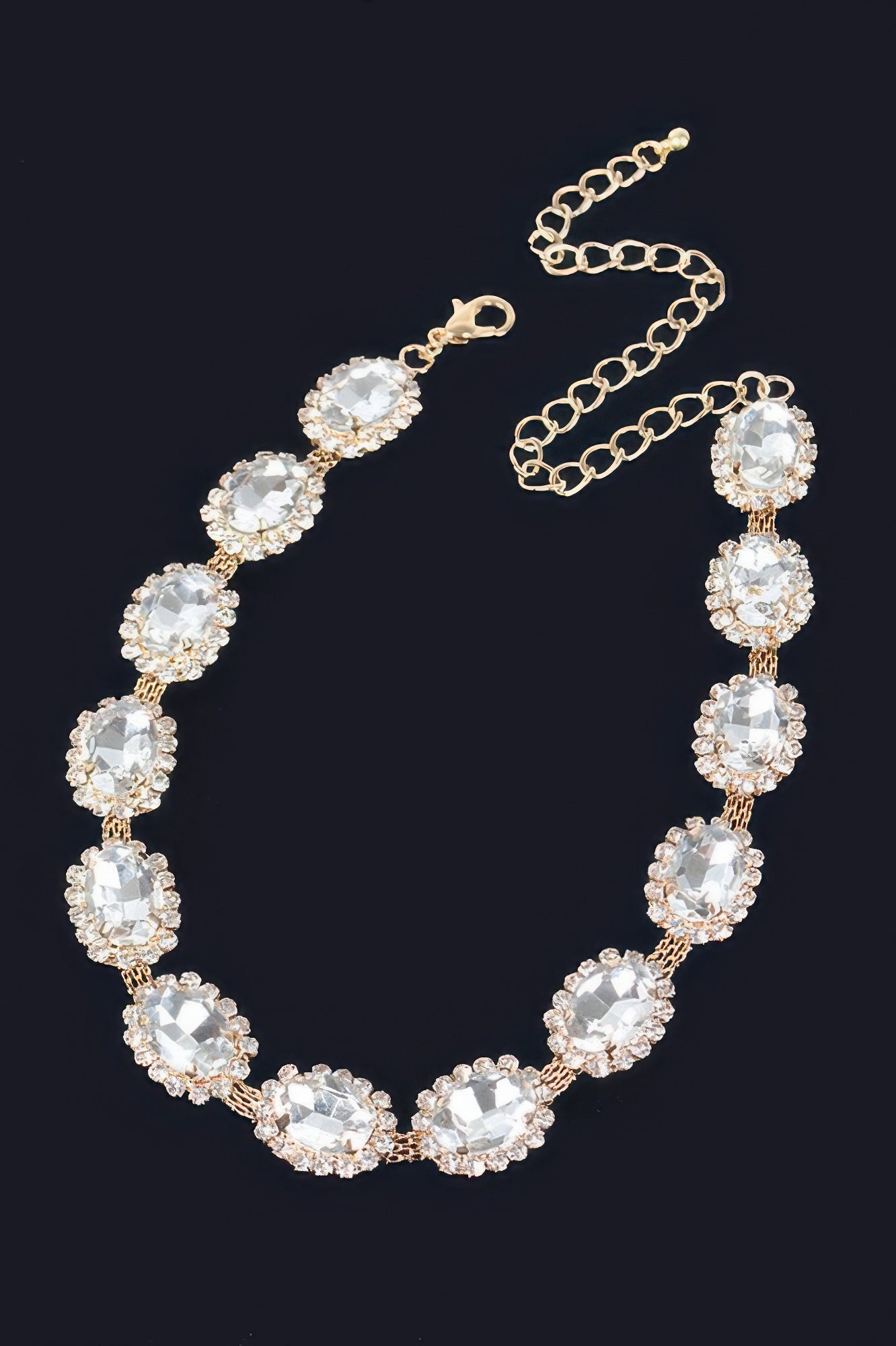  Rhinestone Oval Shape Necklace | Elegant BYMANYC ® New York Style  NYC Wholesale Boutique Inventory - No MOQ & Ready to Ship