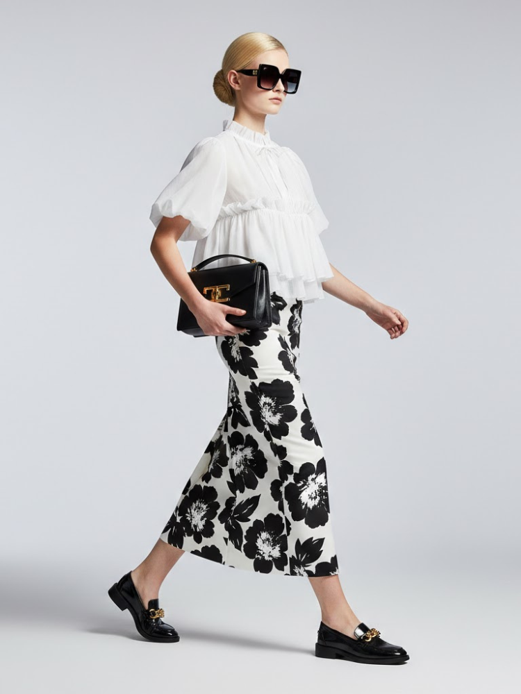 Romantic White Ruffle Blouse with Perkins Collar • BYMANYC ® New York - BYMANYC ® New York  