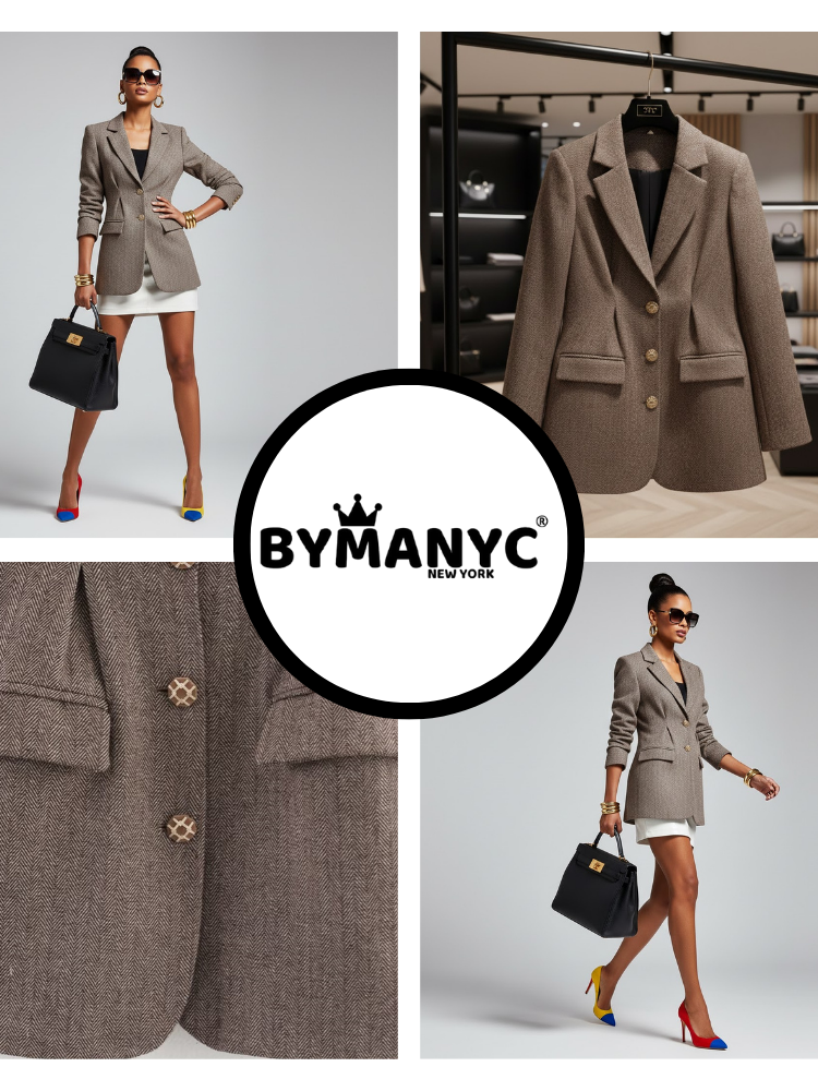  Sculptural Herringbone Blazer • UPPER EAST New Collection BYMANYC ® New York  NYC Wholesale Boutique Inventory - No MOQ & Ready to Ship