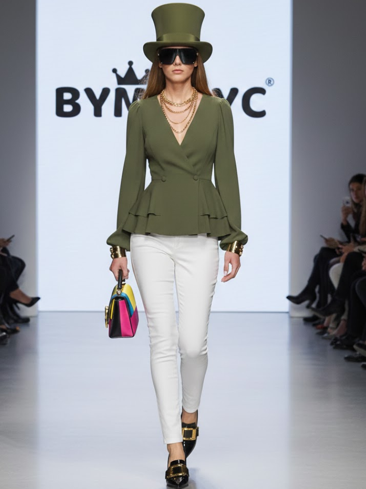  Sculptural Peplum Blouse • HUDSON New Collection BYMANYC ® New York  NYC Wholesale Boutique Inventory - No MOQ & Ready to Ship
