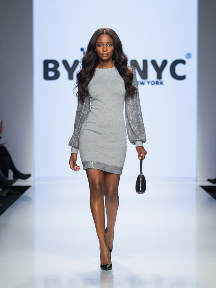 Silver Gray Mini Day Dress CHELSEA: Prêt-à-Porter Line BYMANYC ® New York - BYMANYC ® New York  