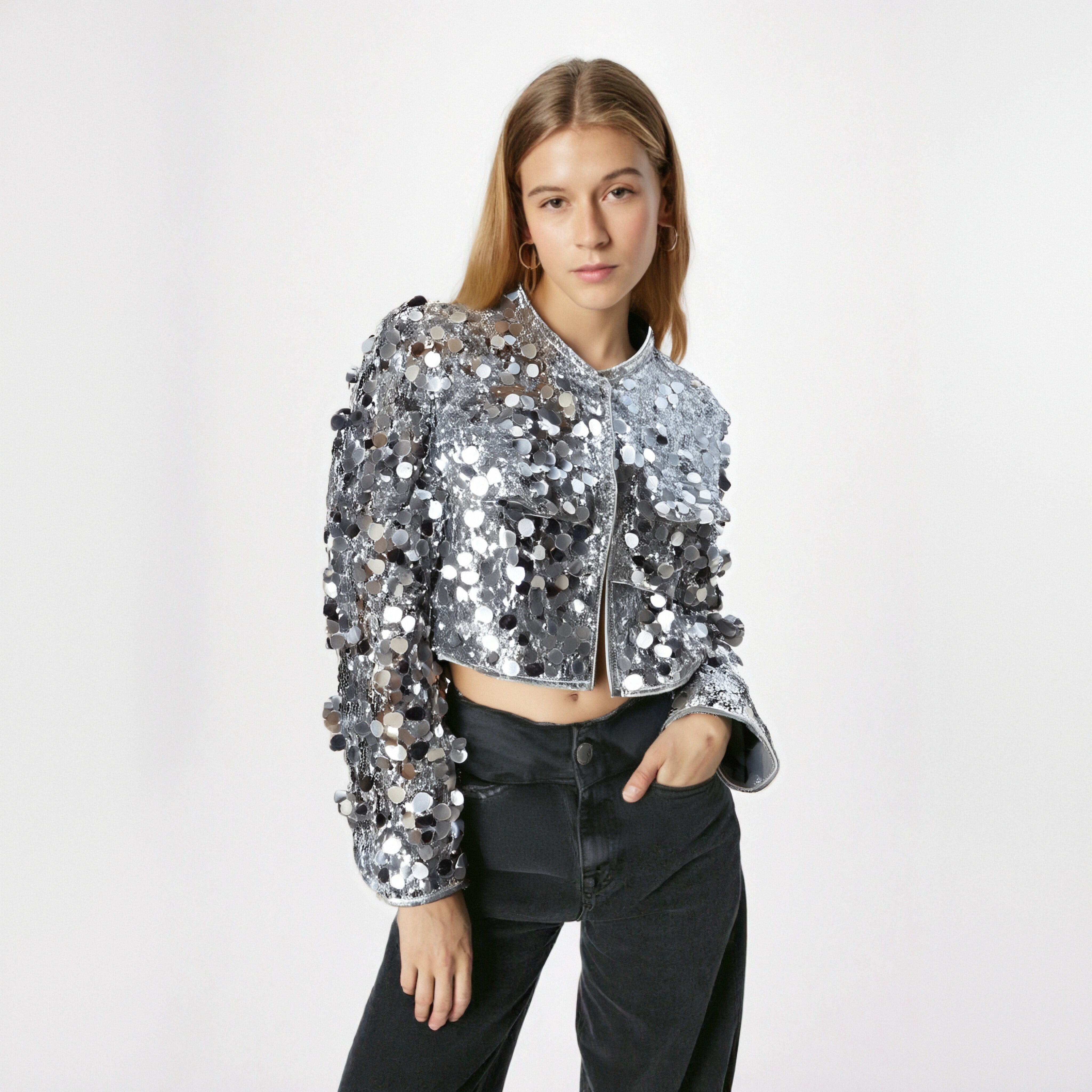 Silver Sequin Jacket For Women, Times Square, BYMANYC New York. - BYMANYC ® New York  