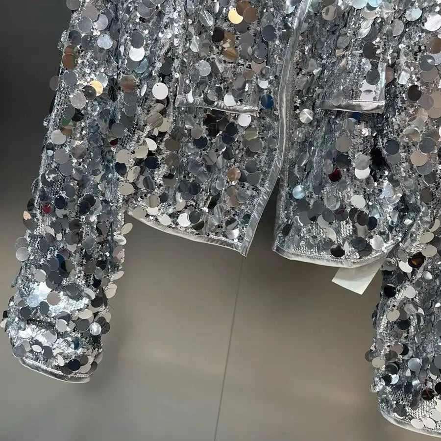 Silver Sequin Jacket For Women, Times Square, BYMANYC New York. - BYMANYC ® New York  