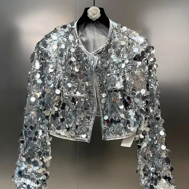 Silver Sequin Jacket For Women, Times Square, BYMANYC New York. - BYMANYC ® New York  