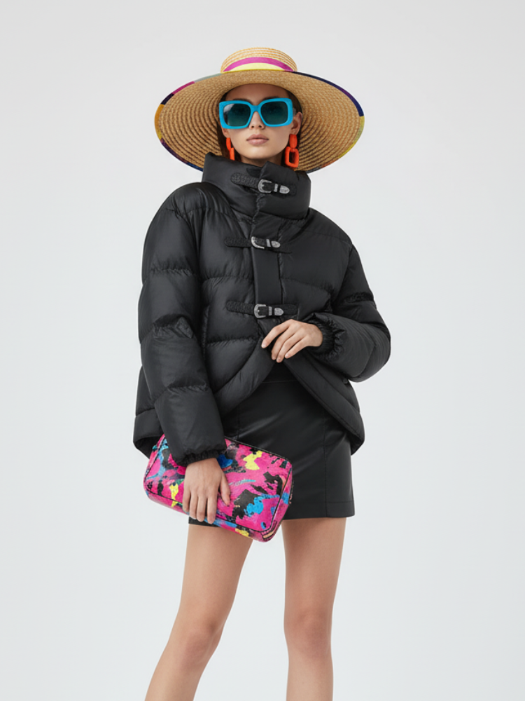  Statement Buckle Puffer Jacket CHELSEA BYMANYC ® New York  NYC Wholesale Boutique Inventory - No MOQ & Ready to Ship