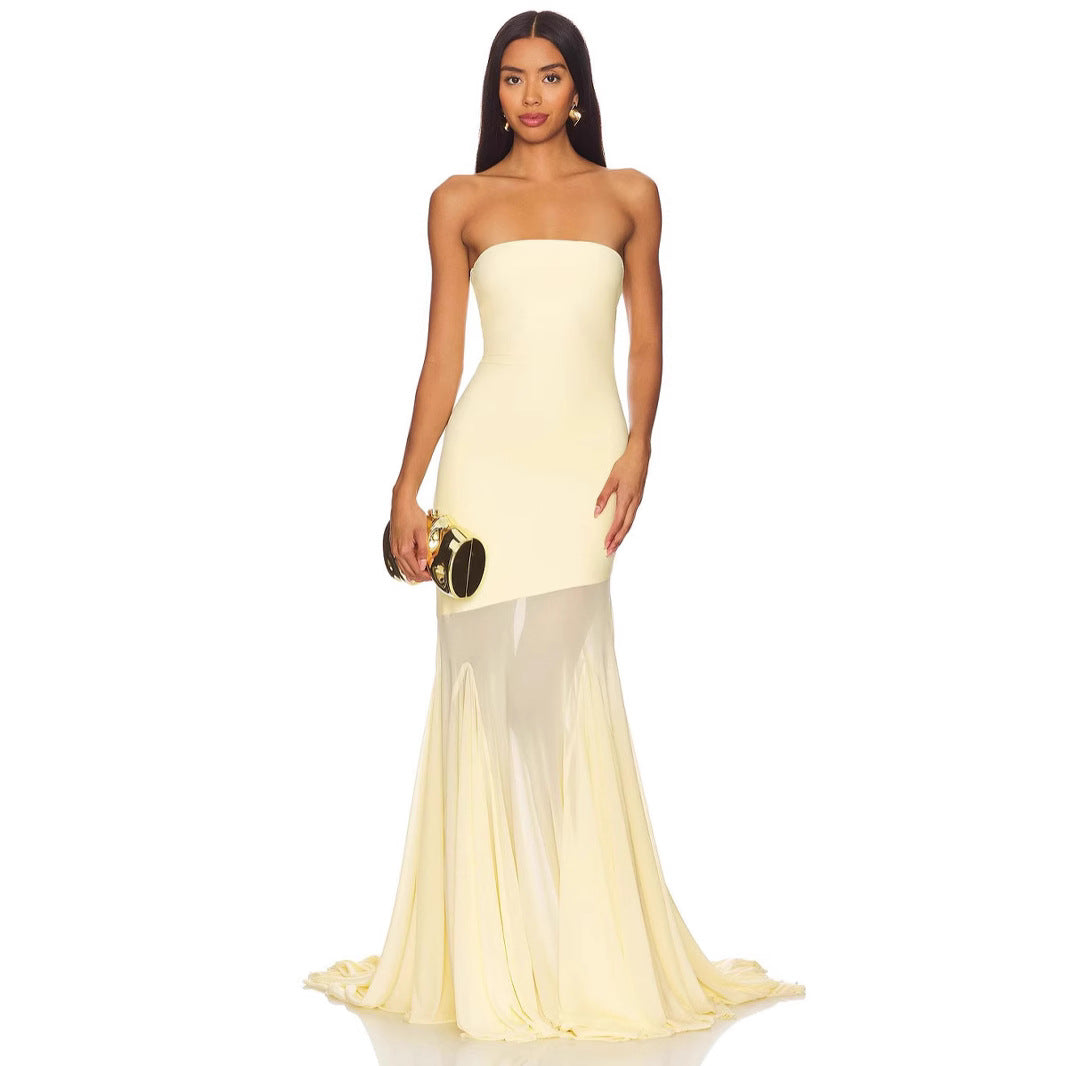 Strapless Bodycon Mesh Dress For Women, Fitted, Solid Color, SoHo, BYMANYC New York. - BYMANYC ® New York  