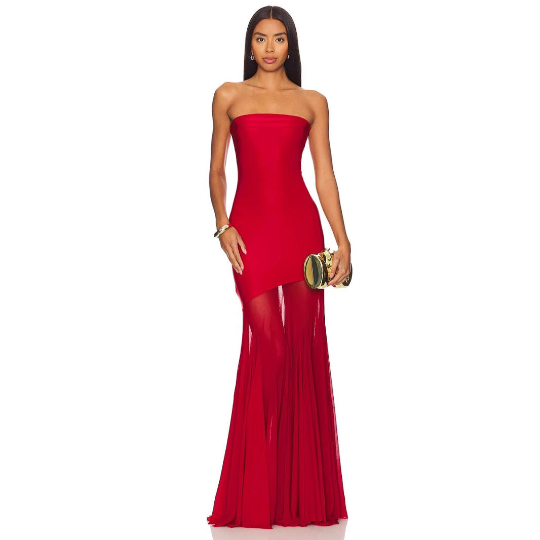 Strapless Bodycon Mesh Dress For Women, Fitted, Solid Color, SoHo, BYMANYC New York. - BYMANYC ® New York  
