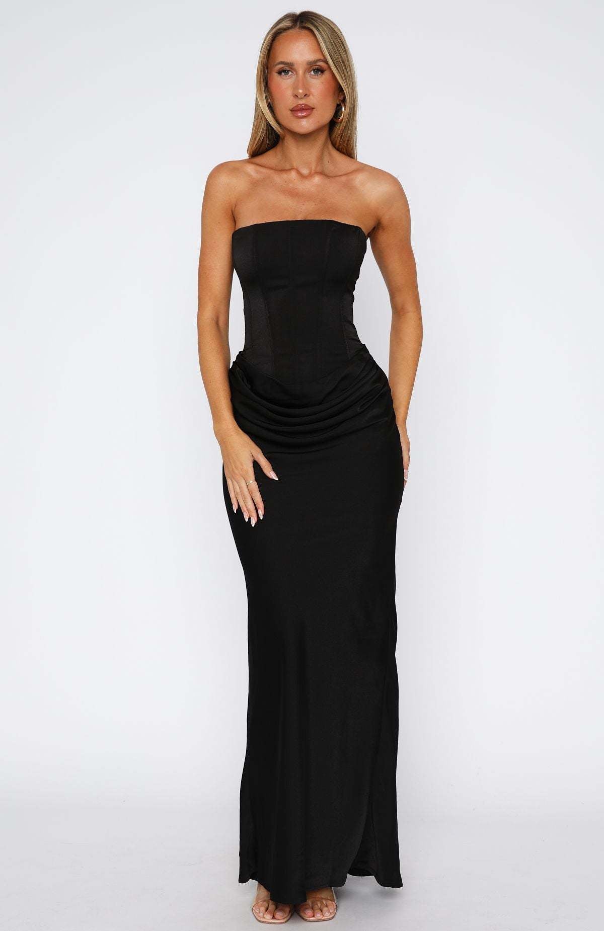 Strapless Satin Bodycon Long Dress With Boning For Women, Upper East Side, BYMANYC New York. - BYMANYC ® New York  