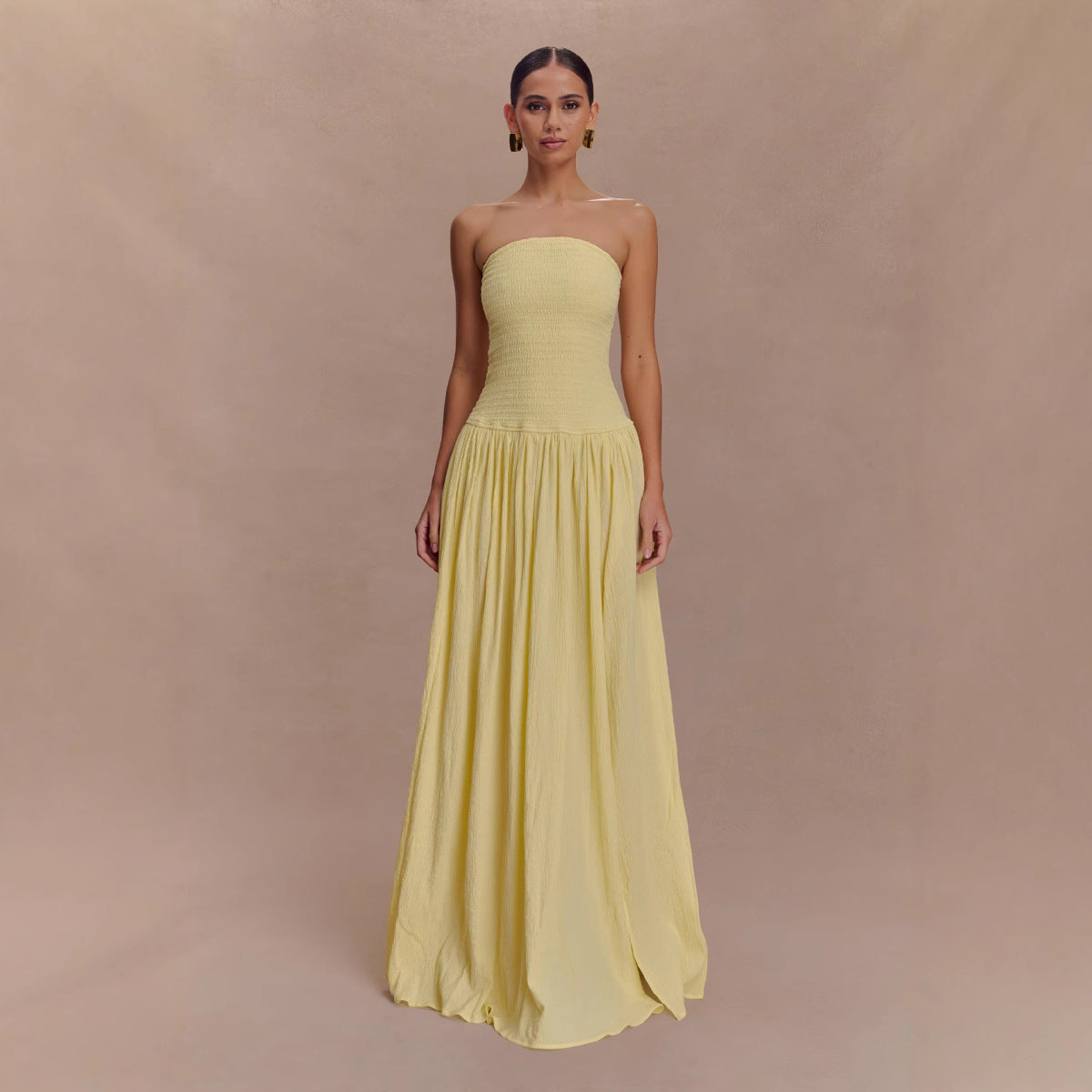 Strapless Shirred Backless Long Dress For Women, Williamsburg, BYMANYC New York. - BYMANYC ® New York  
