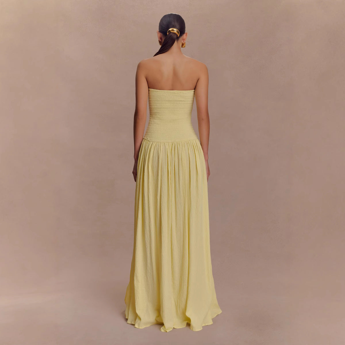Strapless Shirred Backless Long Dress For Women, Williamsburg, BYMANYC New York. - BYMANYC ® New York  