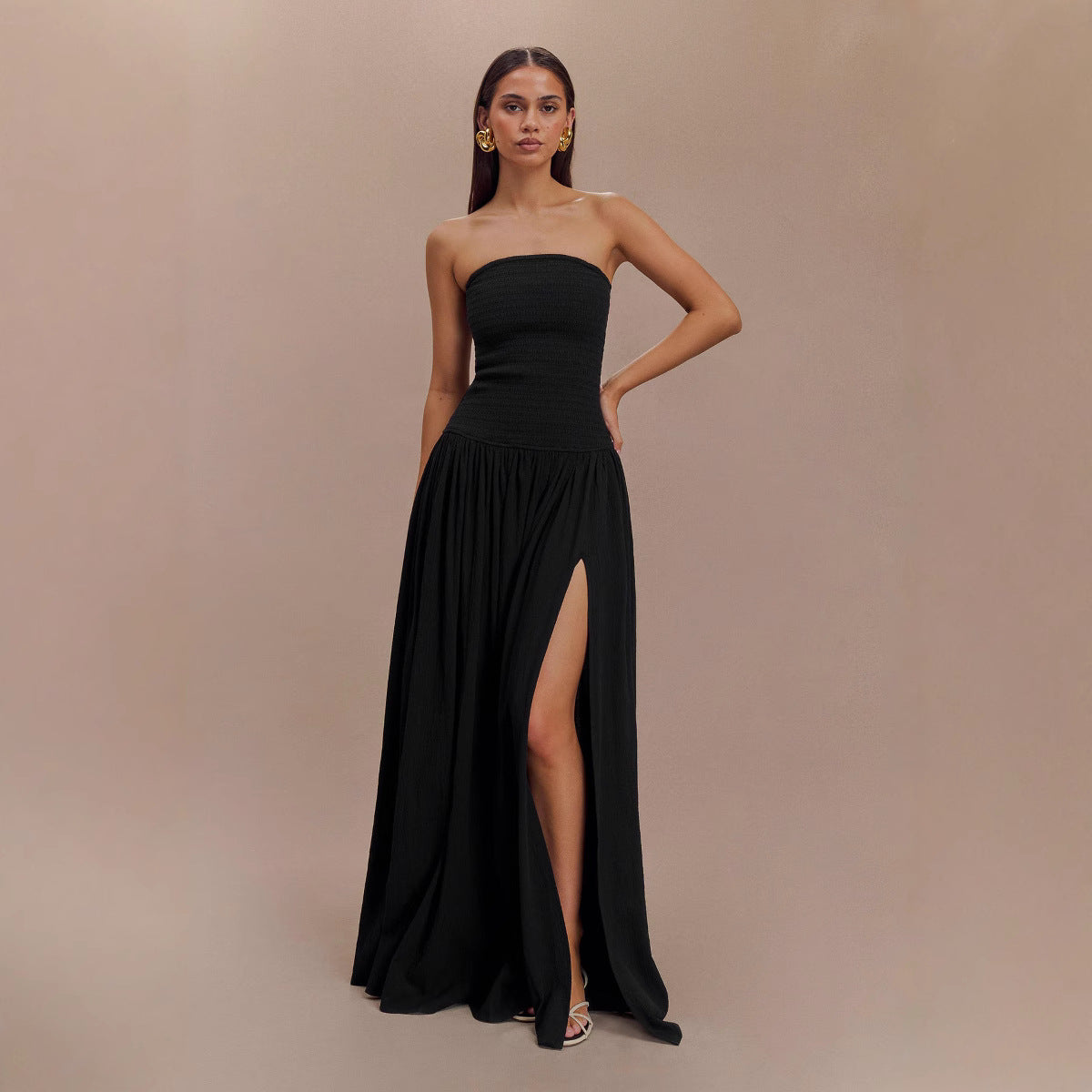 Strapless Shirred Backless Long Dress For Women, Williamsburg, BYMANYC New York. - BYMANYC ® New York  