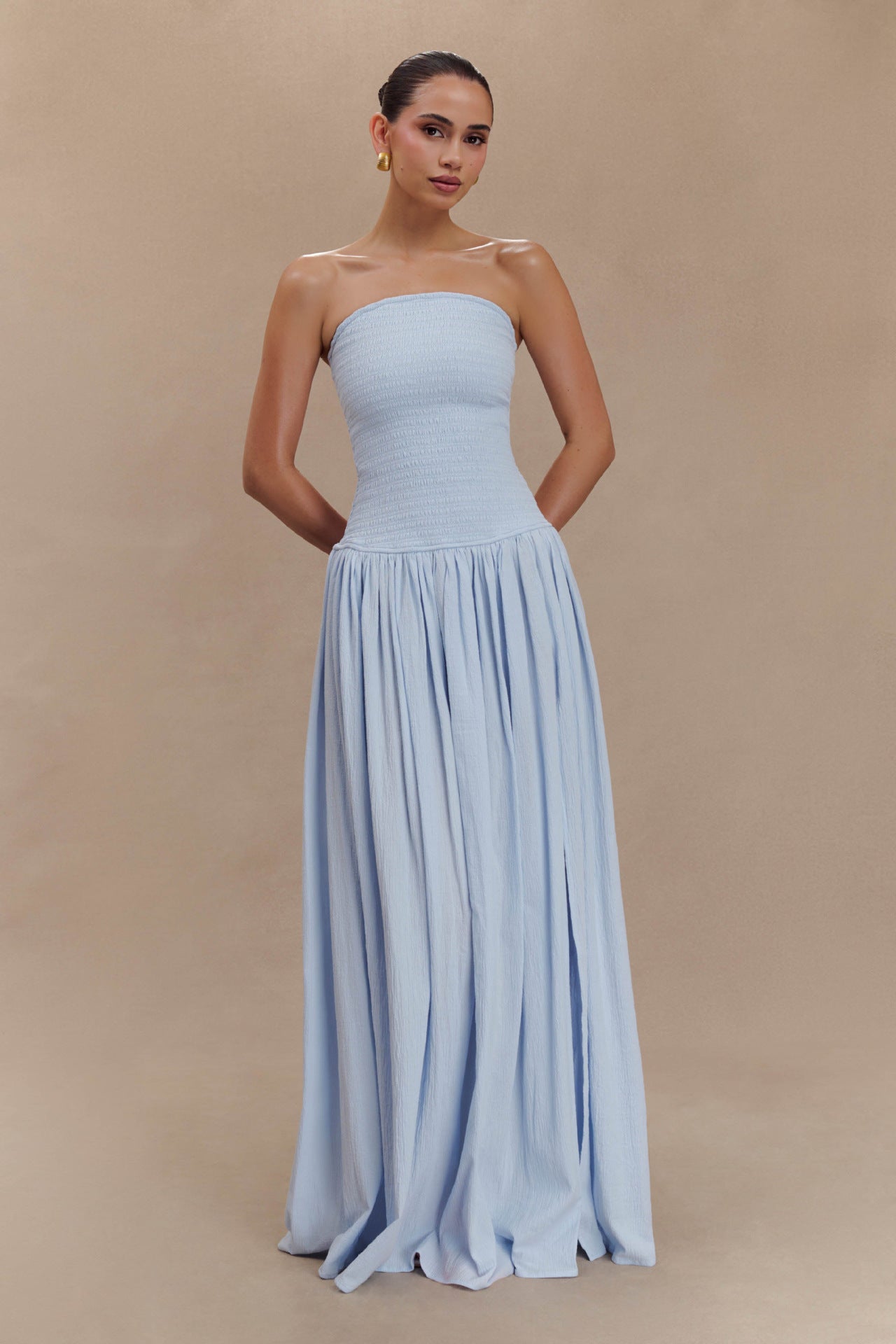 Strapless Shirred Backless Long Dress For Women, Williamsburg, BYMANYC New York. - BYMANYC ® New York  