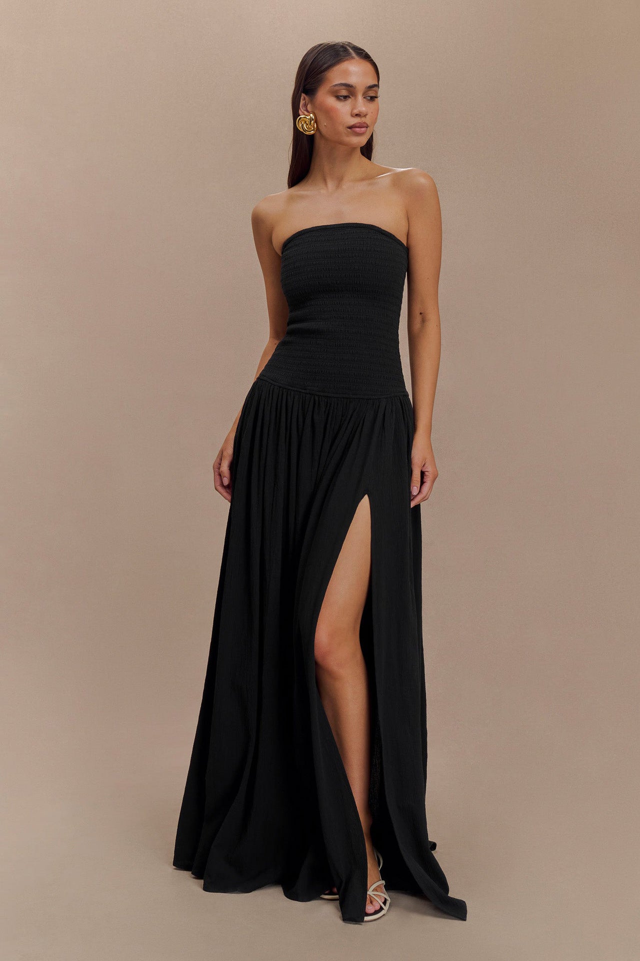 Strapless Shirred Backless Long Dress For Women, Williamsburg, BYMANYC New York. - BYMANYC ® New York  