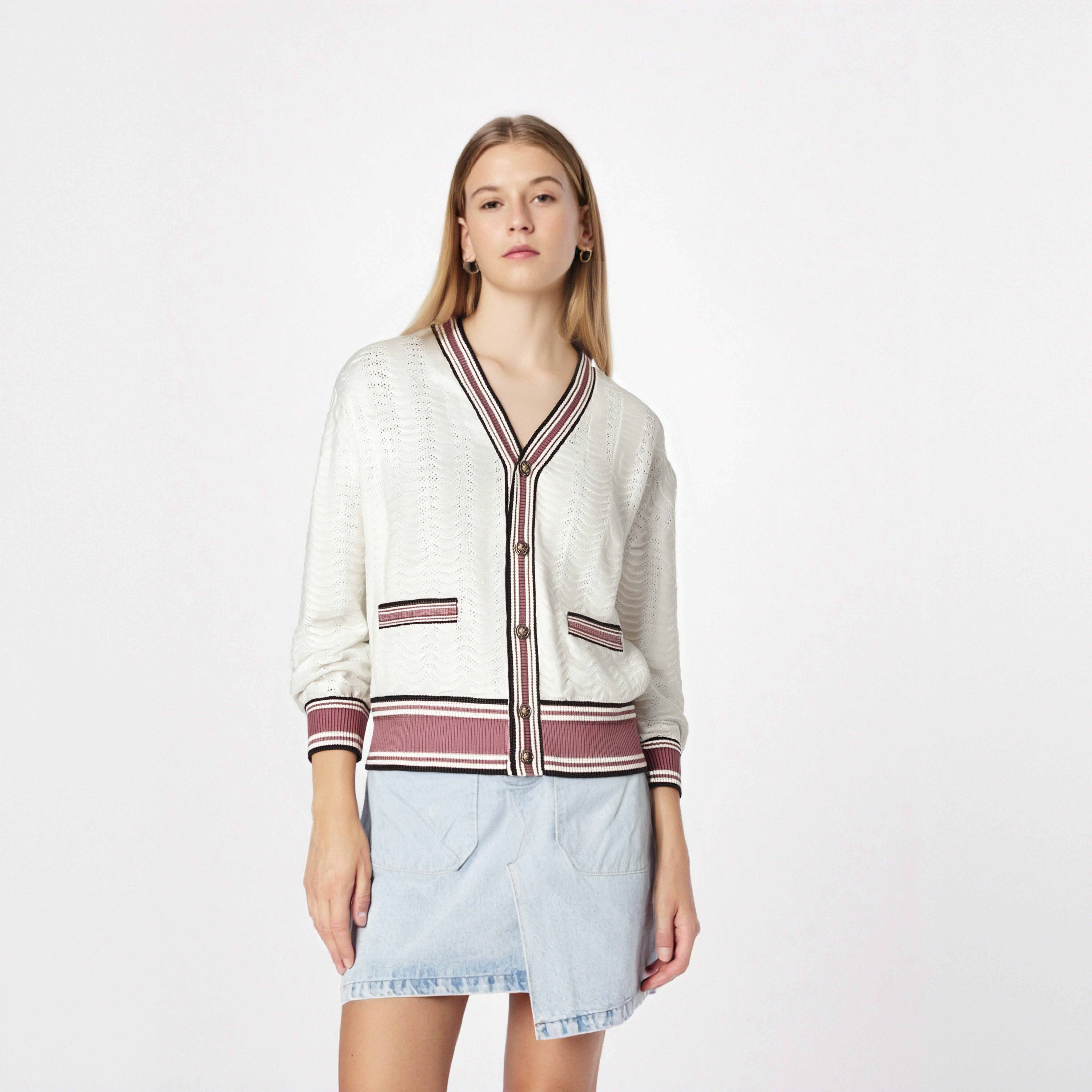 Striped Knit Cardigan, Greenwich Village | Women - BYMANYC ® New York - BYMANYC ® New York  
