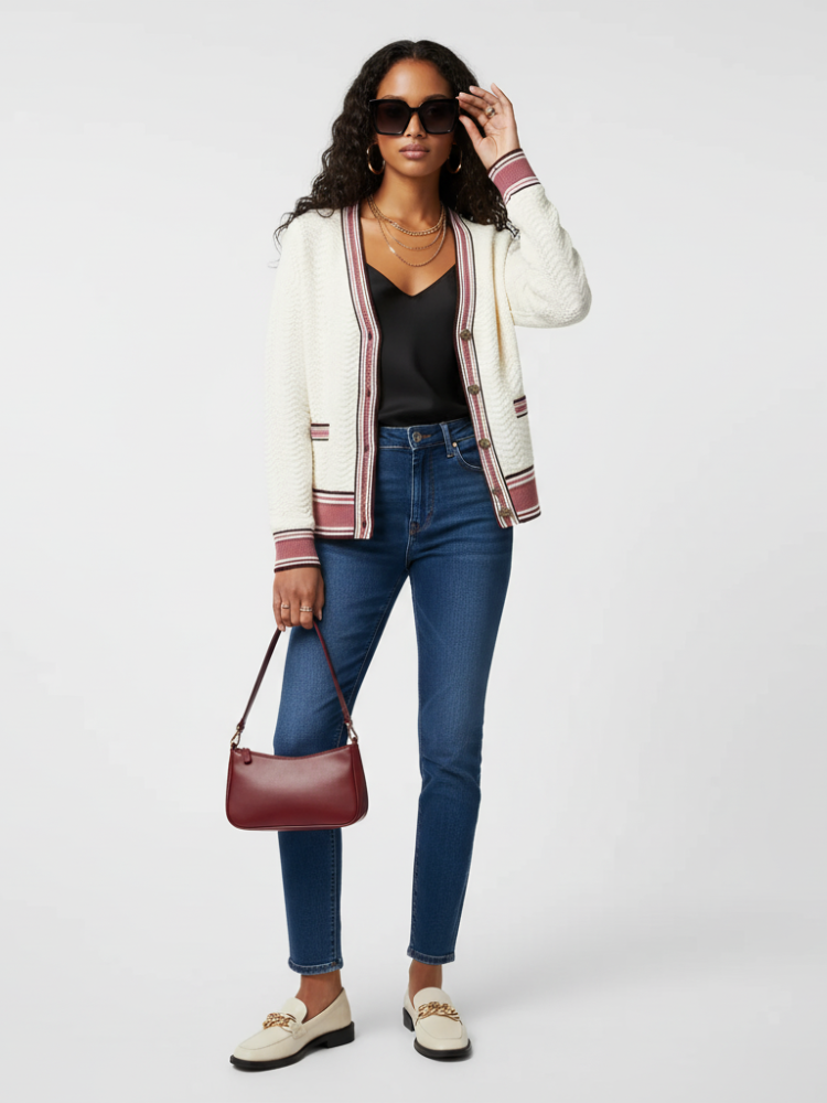  Striped Knit Cardigan, Greenwich Village | Women - BYMANYC ® New York  NYC Wholesale Boutique Inventory - No MOQ & Ready to Ship
