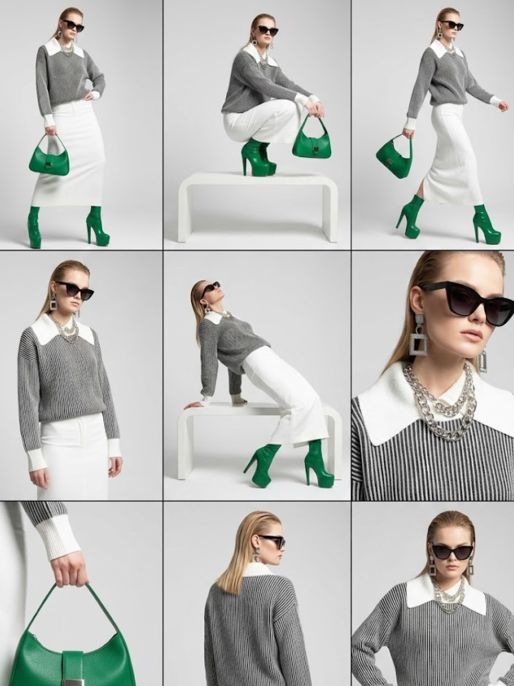  Striped Knit Sweater with Contrast Collar PETER PAN: New Colección COUTURE in NOLITA - BYMANYC ® New York  NYC Wholesale Boutique Inventory - No MOQ & Ready to Ship