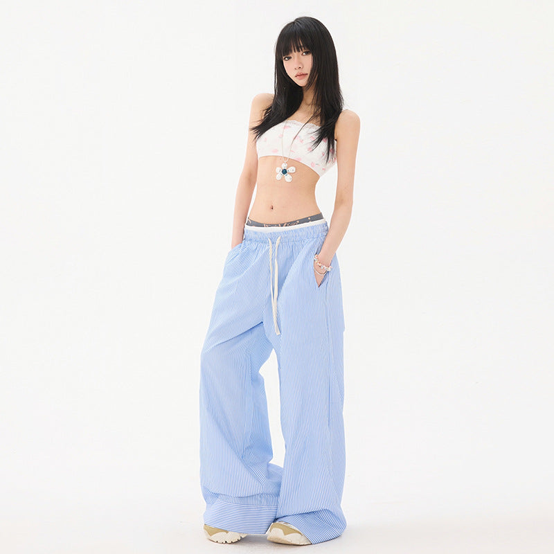 Striped Wide-Leg Pants, Hamptons | Women - BYMANYC ® New York - BYMANYC ® New York  