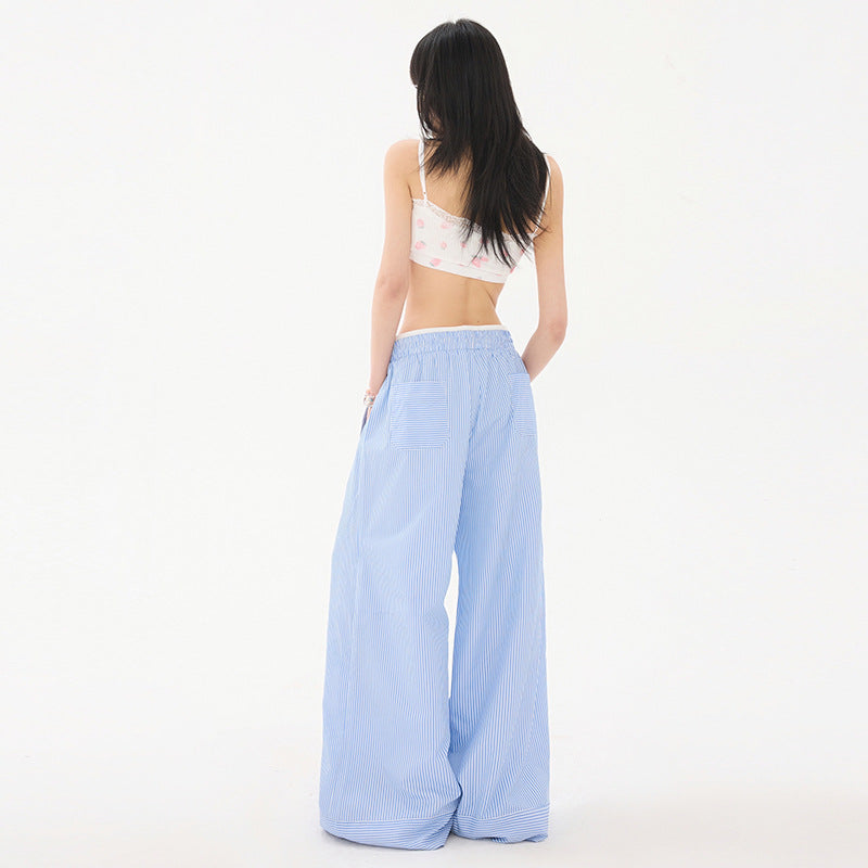 Striped Wide-Leg Pants, Hamptons | Women - BYMANYC ® New York - BYMANYC ® New York  