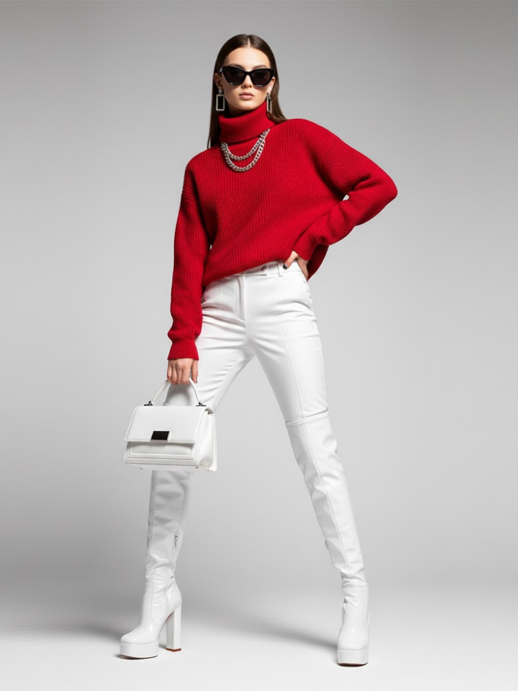 Red Turtleneck Oversize Sweater CHINATOWN: New Colección COUTURE in NOLITA - BYMANYC ® New York