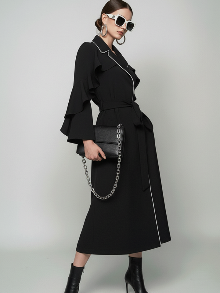 TRIBECA Ruffle Long Coat BYMANYC ® New York - BYMANYC ® New York  