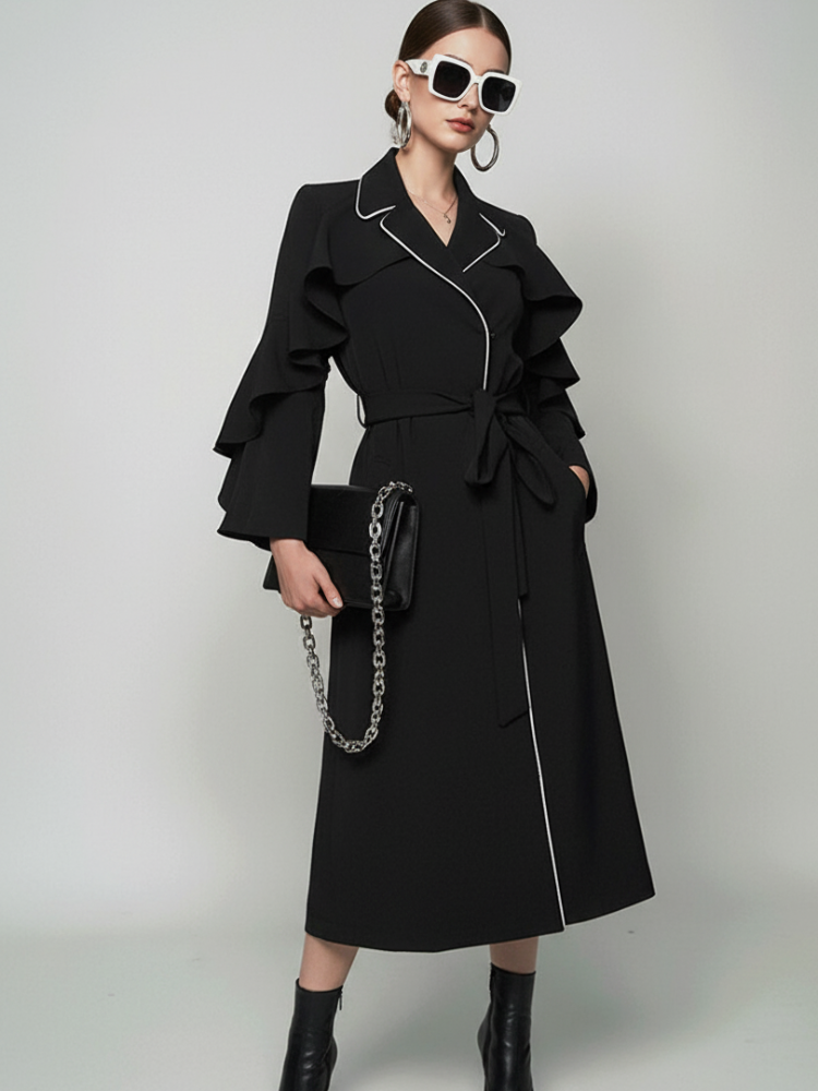 TRIBECA Ruffle Long Coat BYMANYC ® New York - BYMANYC ® New York  