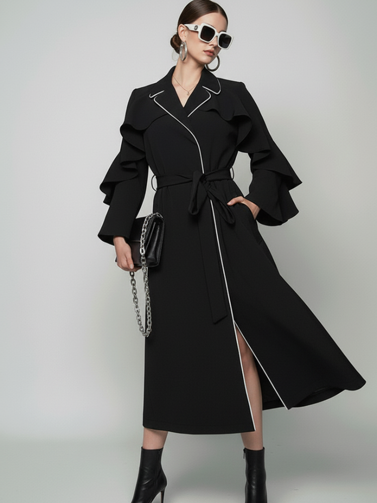 TRIBECA Ruffle Long Coat BYMANYC ® New York - BYMANYC ® New York  