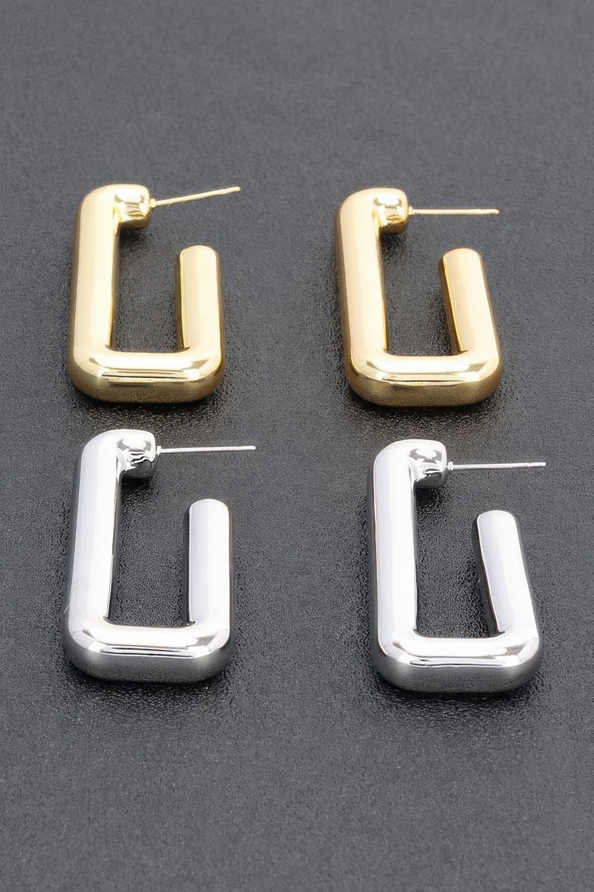  TRIBECA Square Chic Gold Dipped Hoop Earrings: NYFW BYMANYC ® New York.  NYC Wholesale Boutique Inventory - No MOQ & Ready to Ship
