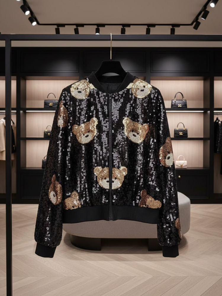  Teddy Pop-Art Sequin Bomber • CARNEGIE New Collection BYMANYC ® New York  NYC Wholesale Boutique Inventory - No MOQ & Ready to Ship