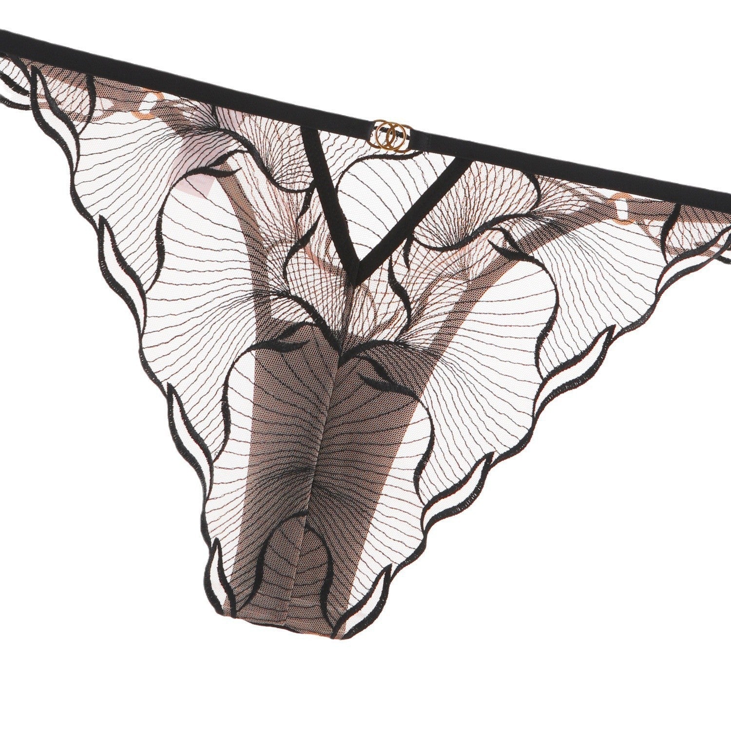 Transparent Embroidered Lace Lingerie Set with Low Waist and Triangle Pants, Greenwich Village, BYMANYC New York. - BYMANYC ® New York  