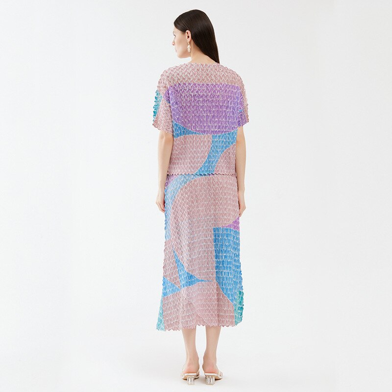 Two-Piece Suit with Color Contrast Top and Pleated Skirt For Women, Midtown, BYMANYC New York. - BYMANYC ® New York  