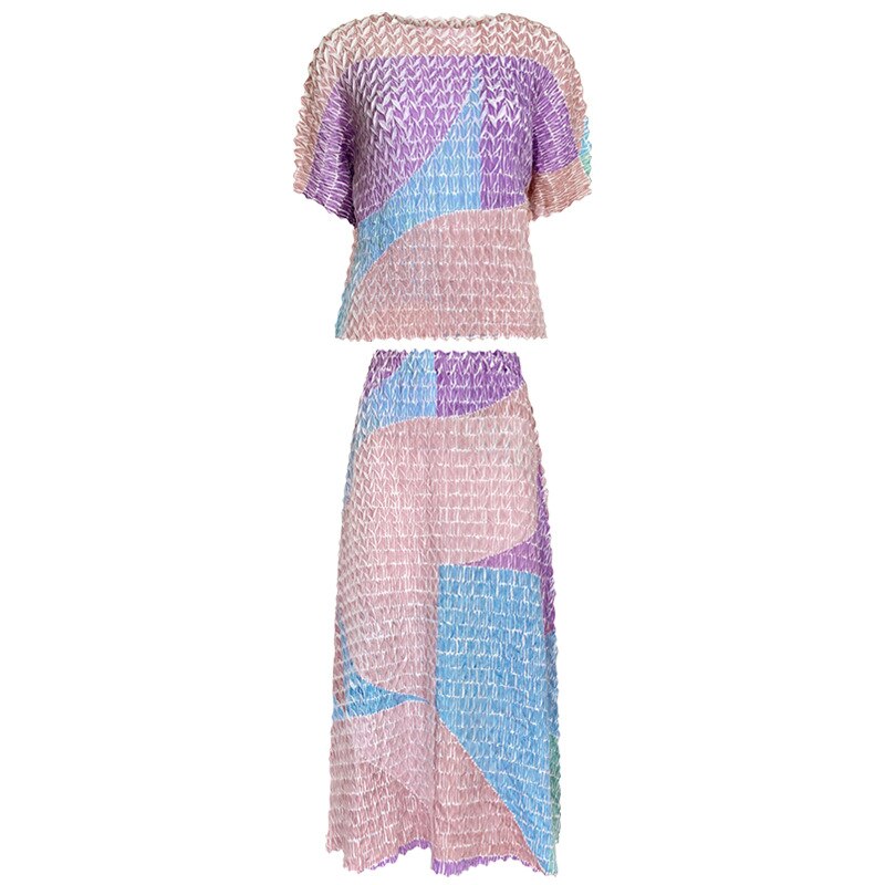 Two-Piece Suit with Color Contrast Top and Pleated Skirt For Women, Midtown, BYMANYC New York. - BYMANYC ® New York  