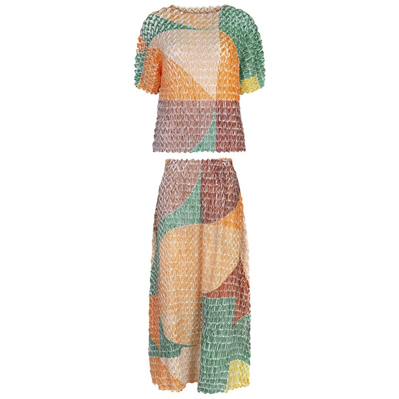 Two-Piece Suit with Color Contrast Top and Pleated Skirt For Women, Midtown, BYMANYC New York. - BYMANYC ® New York  