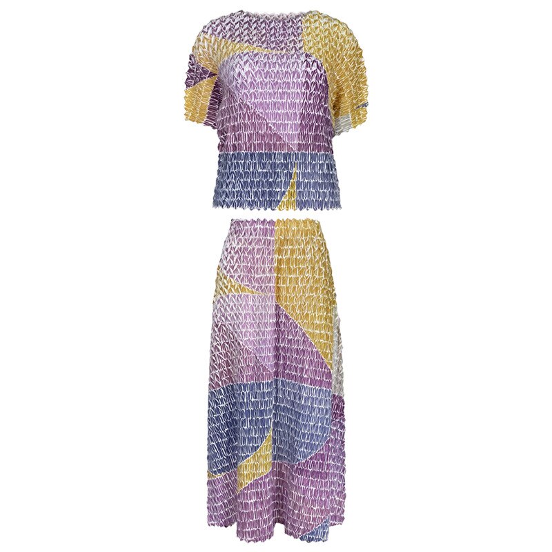 Two-Piece Suit with Color Contrast Top and Pleated Skirt For Women, Midtown, BYMANYC New York. - BYMANYC ® New York  