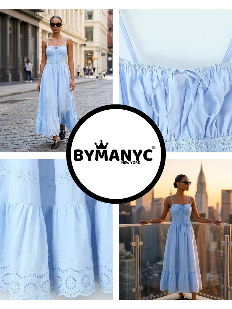  UPPER EAST SIDE Women's Sky Blue Dress Prêt-à-Porter BYMANYC ® NY  NYC Wholesale Boutique Inventory - No MOQ & Ready to Ship