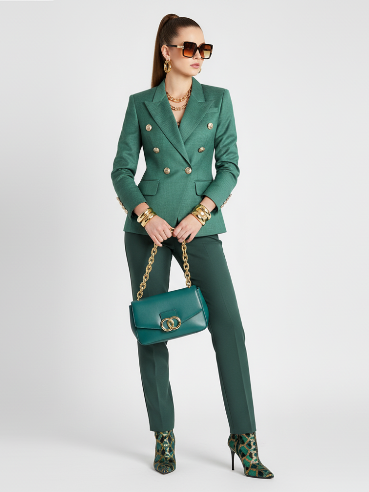 UPPER WEST SIDE Emerald Double-Breasted Blazer BYMANYC ® New York - BYMANYC ® New York  