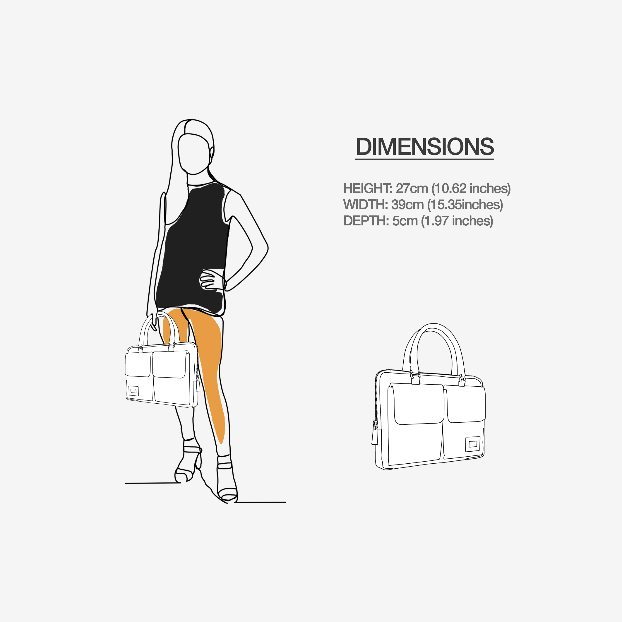 Vegan Designer Luxury Double Pocket Bag 16” | BYMANYC ® New York Elegant Edition - BYMANYC ® New York