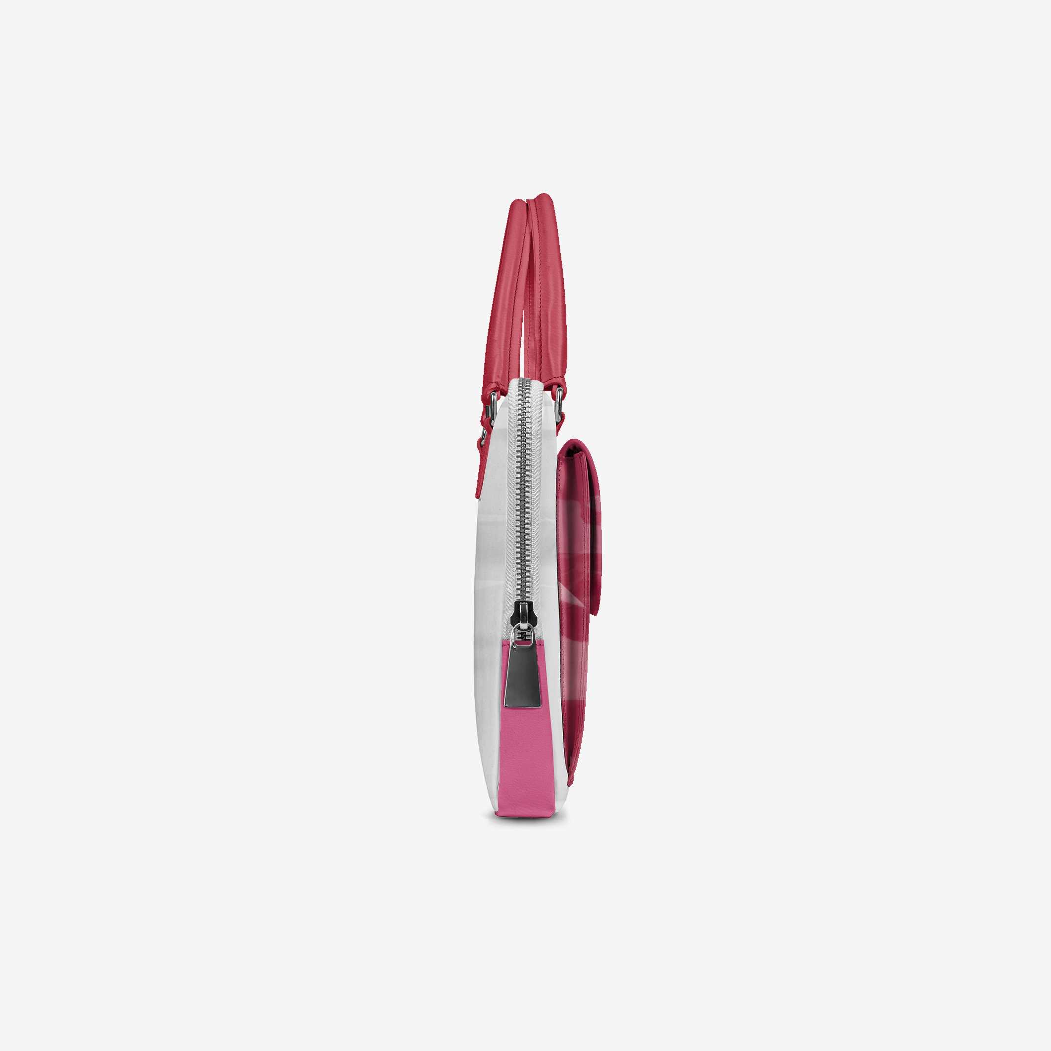 Vegan Designer Luxury Double Pocket Bag 16” BYMANYC ® New York White & Pink - BYMANYC ® New York