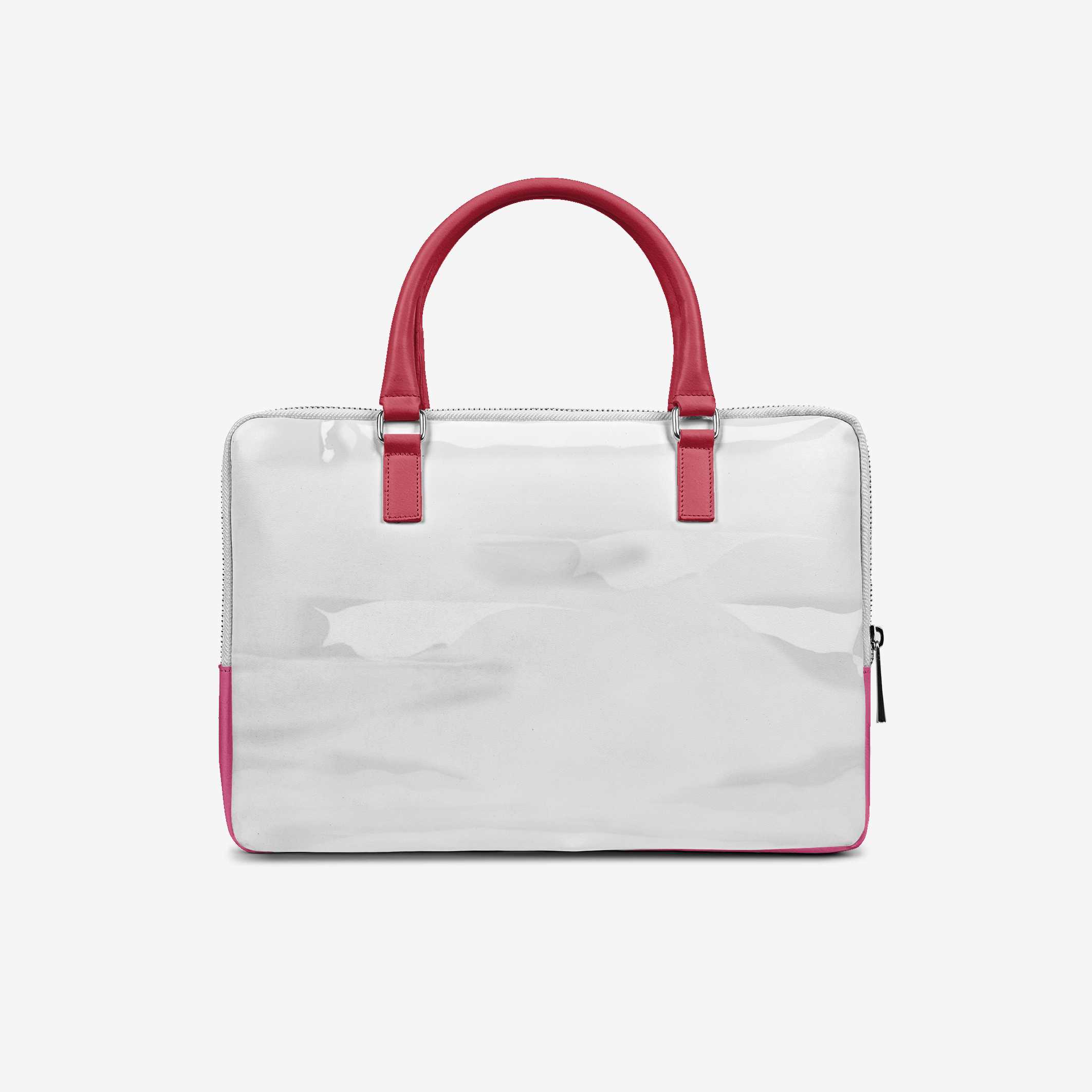 Vegan Designer Luxury Double Pocket Bag 16” BYMANYC ® New York White & Pink - BYMANYC ® New York